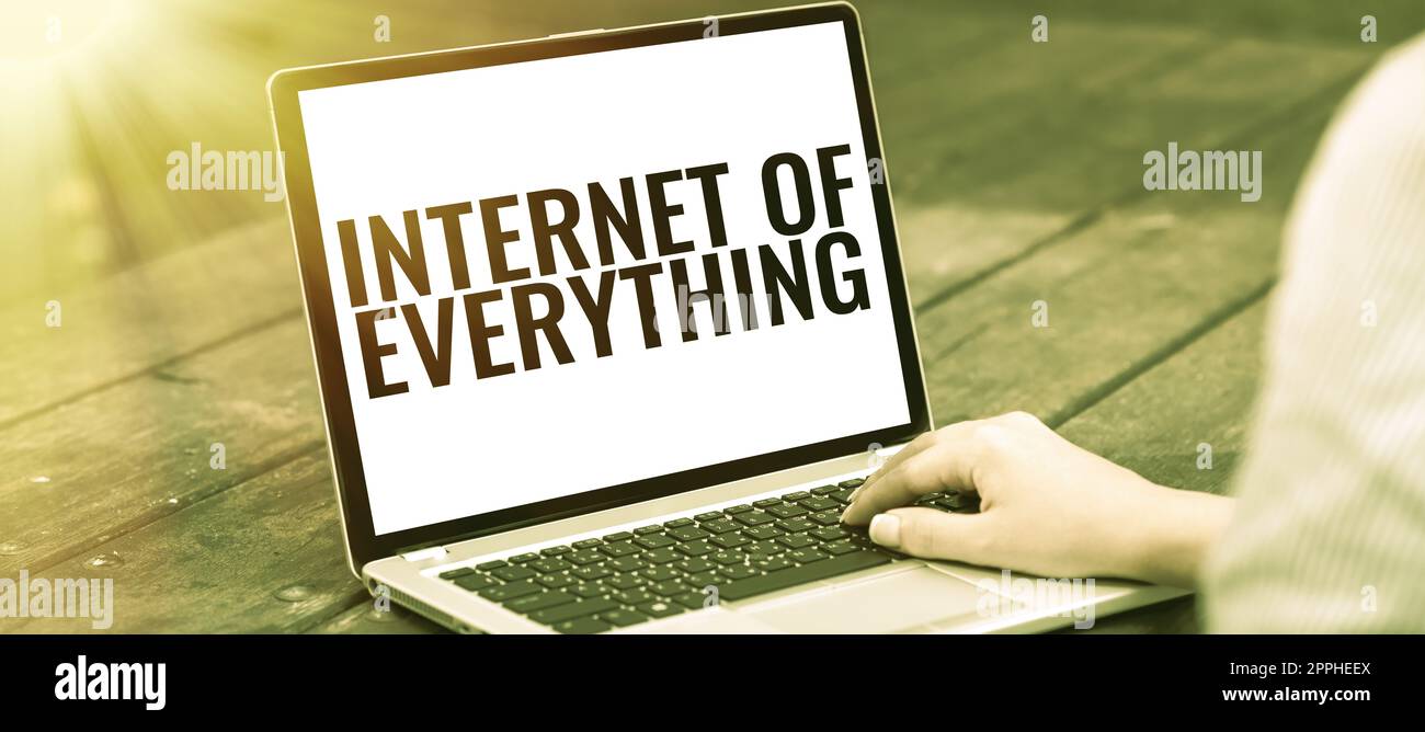 Conceptual display Internet Of Everything. Word Written on smart modern city and wireless communication network Stock Photo