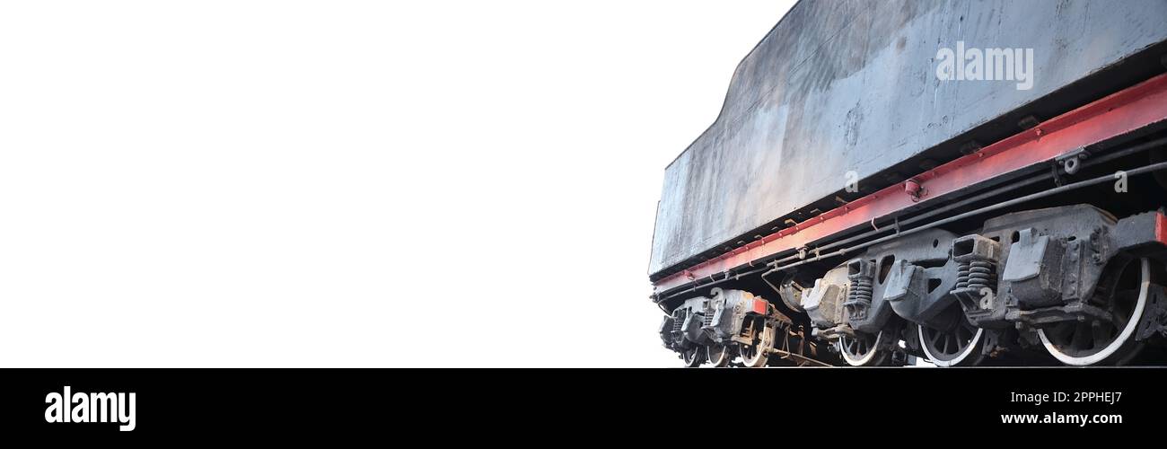 Black wheels of an old freight railcar Stock Photo