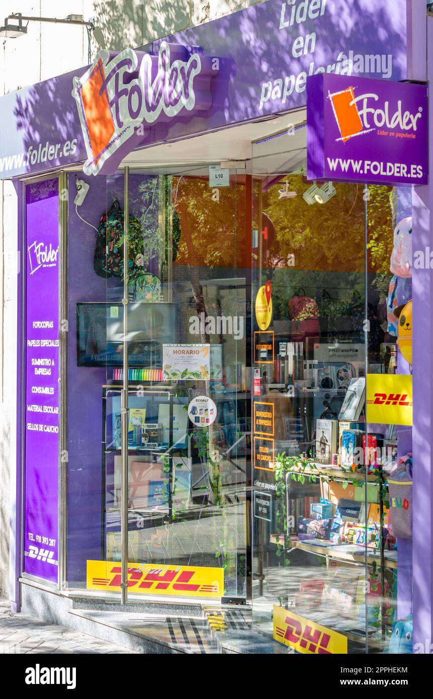 MADRID, SPAIN â€“ OCTOBER 5, 2021: Facade of a Folder stationery shop in Madrid, Spain Stock Photo