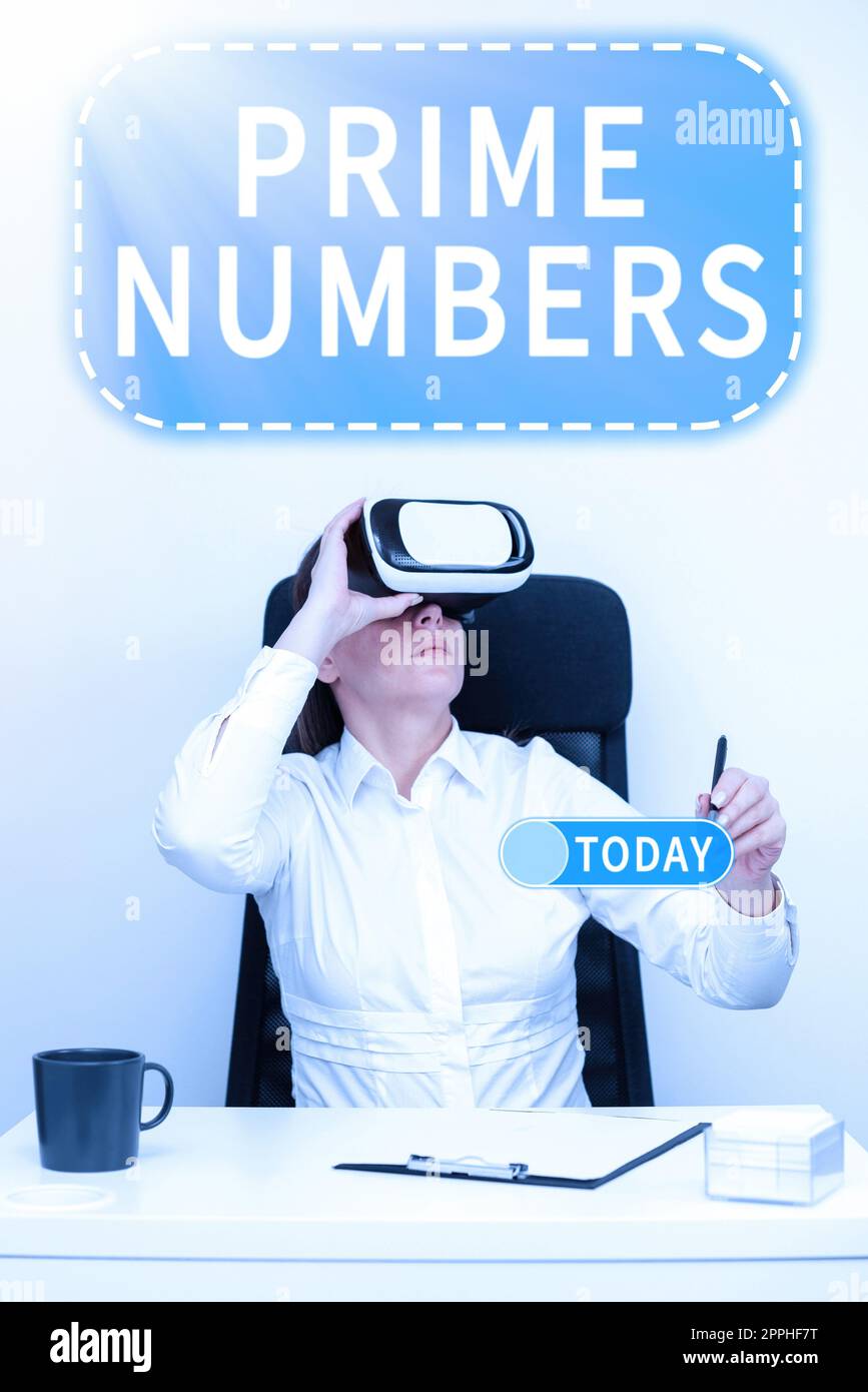 Sign displaying Prime Numbers. Business concept a positive integer containing factors of one and itself Stock Photo