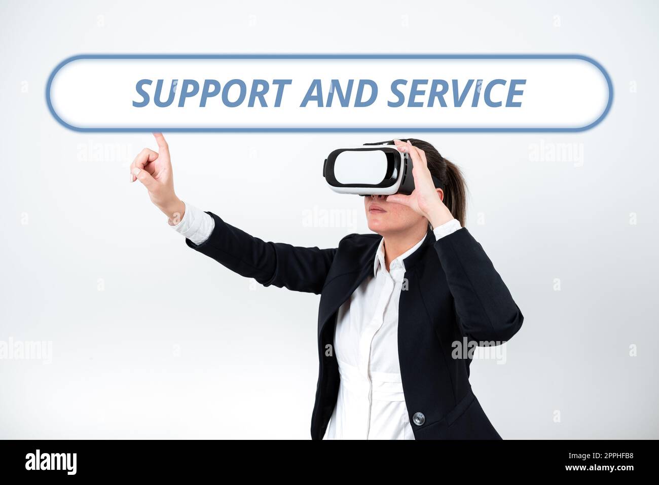 Conceptual caption Support And Service. Business concept Technical Assistance Customer Service Business Technology Internet Stock Photo