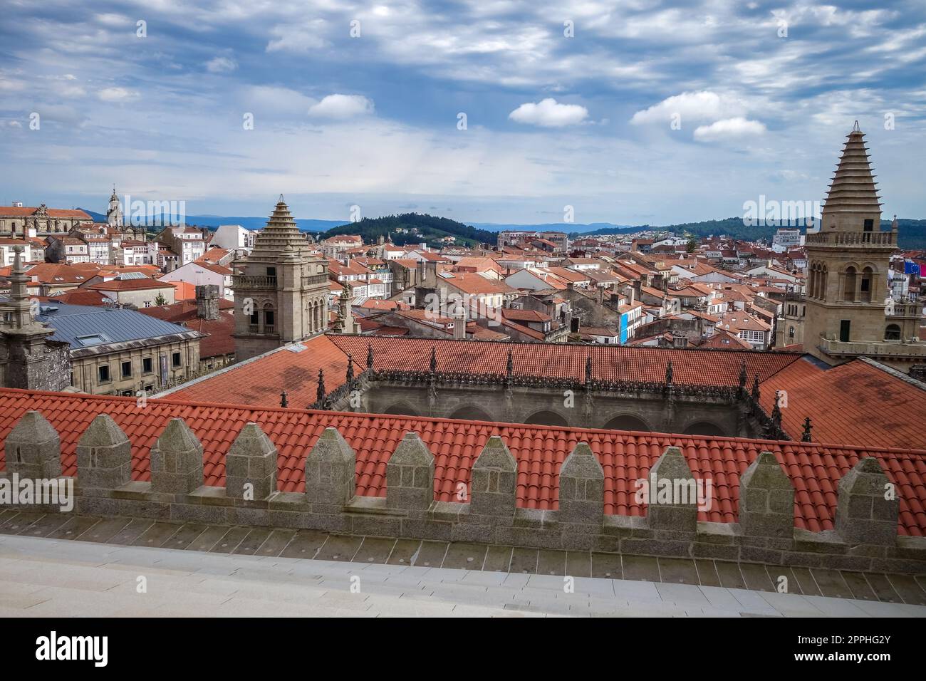 Santiago de Compostela view from the Cathedral, Galicia, Spain Stock Photo