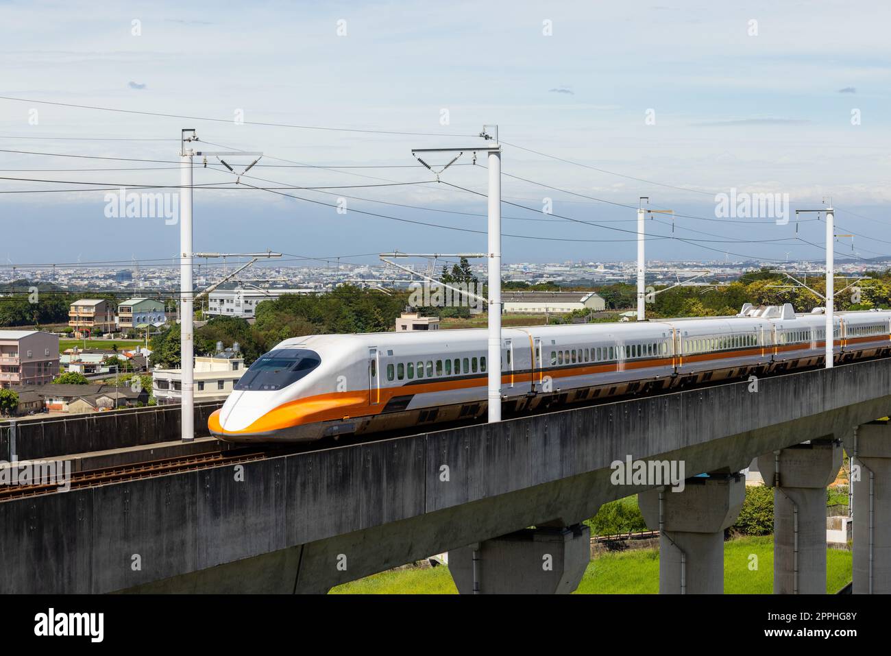 Taichung, Taiwan 01 November 2022: Taiwan High Speed Rail in Taichung countryside Stock Photo