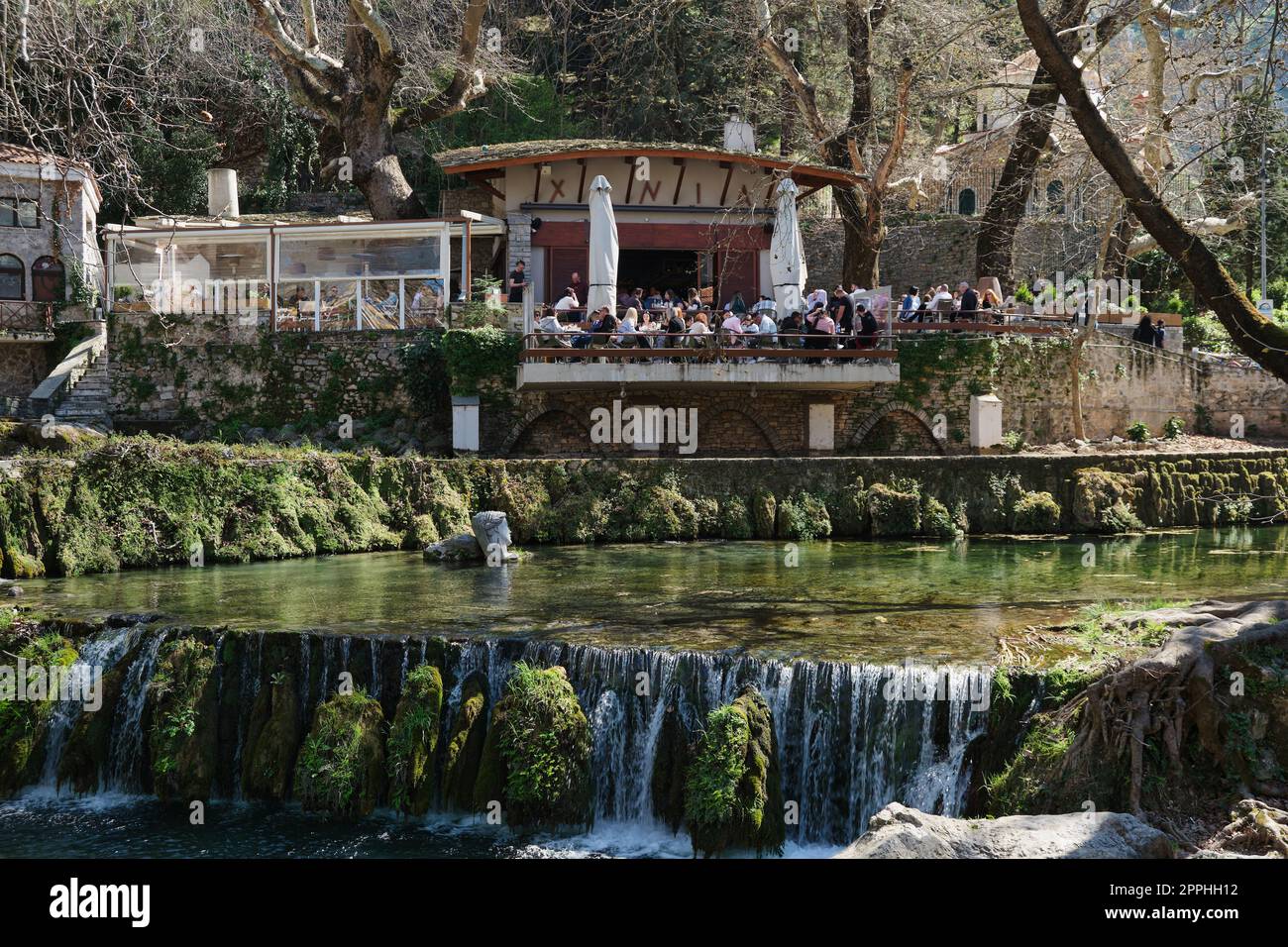 Springs of Krya in the small town of Livadia, Greece in Spring Stock ...
