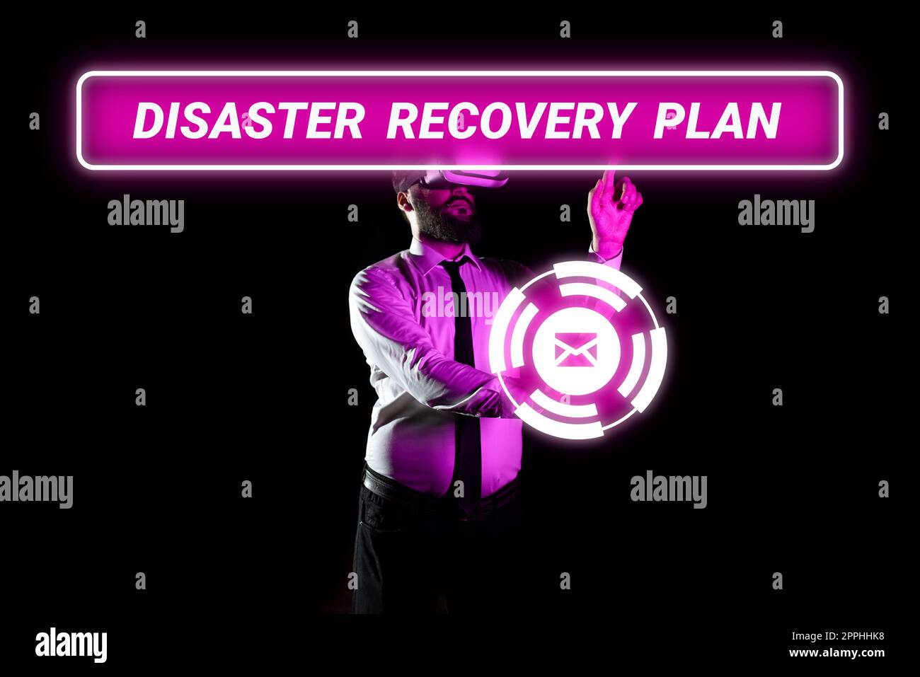 Text sign showing Disaster Recovery Plan. Concept meaning having backup measures against dangerous situation Stock Photo