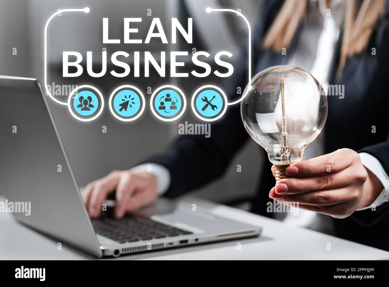 Conceptual caption Lean Business. Business concept improvement of waste minimization without sacrificing productivity Stock Photo