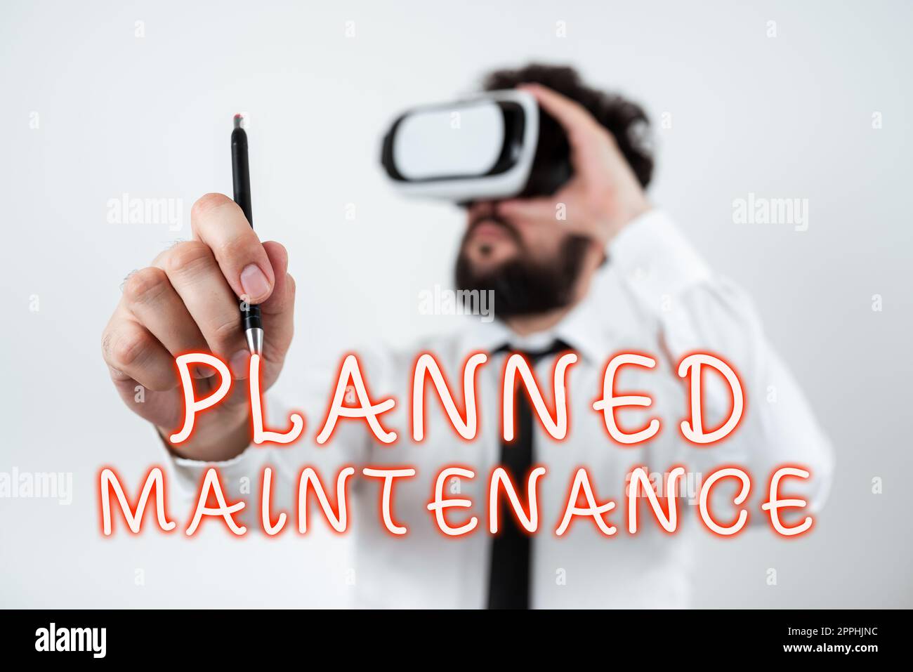 Conceptual display Planned Maintenance. Concept meaning Check ups to be done Scheduled on a Regular Basis Stock Photo