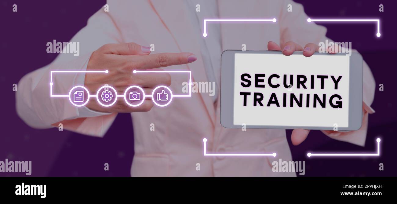 Handwriting text Security Training. Concept meaning providing security awareness training for end users Stock Photo