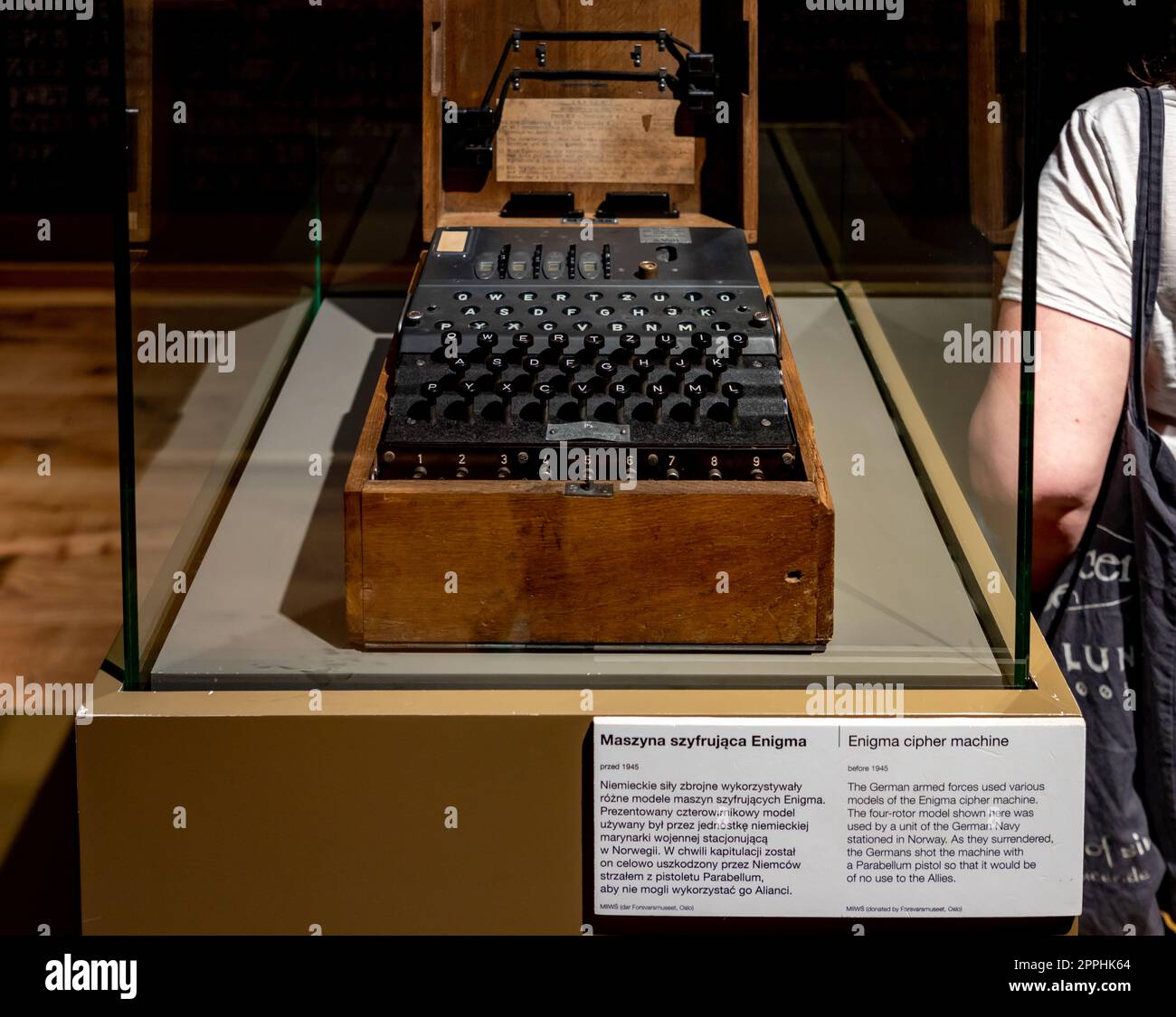 Enigma Cipher Machine in the Museum of the Second World War Stock Photo ...