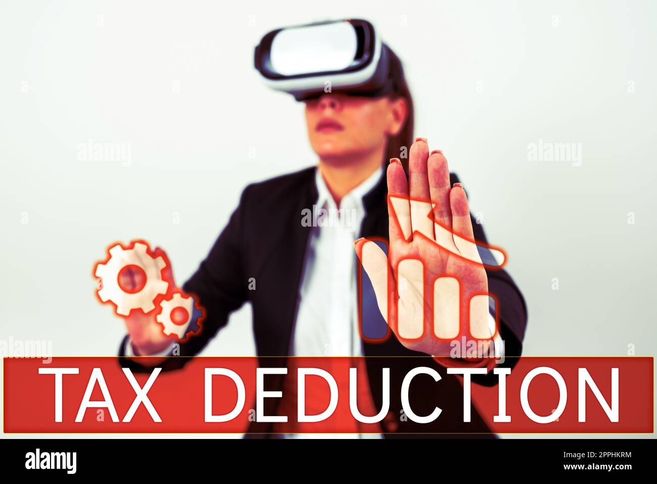 Text sign showing Tax Deduction. Business idea amount subtracted from income before calculating tax owe Stock Photo