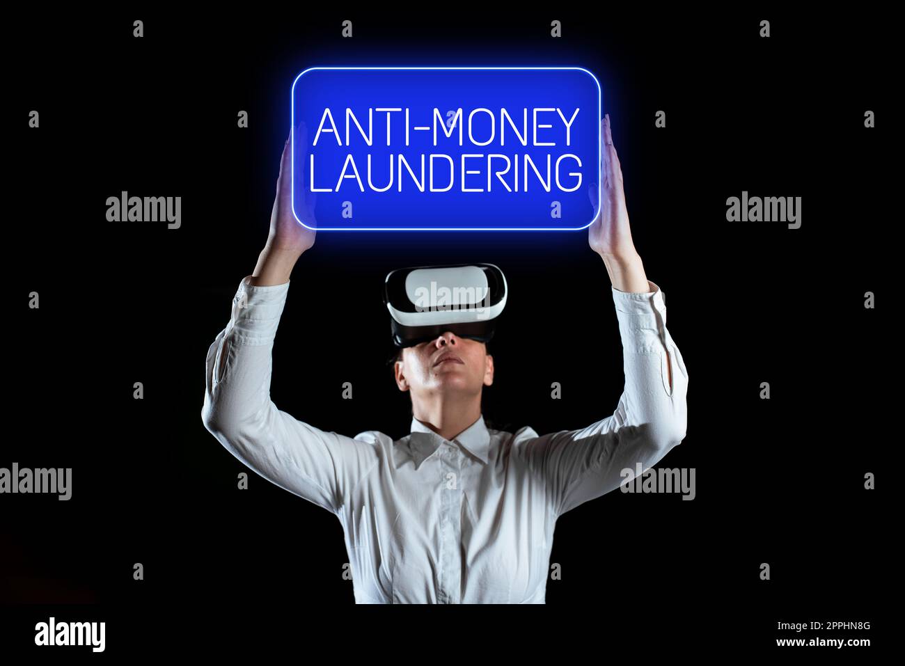 Conceptual caption Anti Money Laundering. Business idea stop generating income through illegal actions Stock Photo