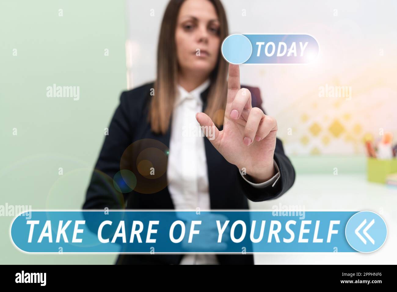 Text showing inspiration Take Care Of Yourself. Concept meaning a polite way of ending a get-together or conversation Stock Photo