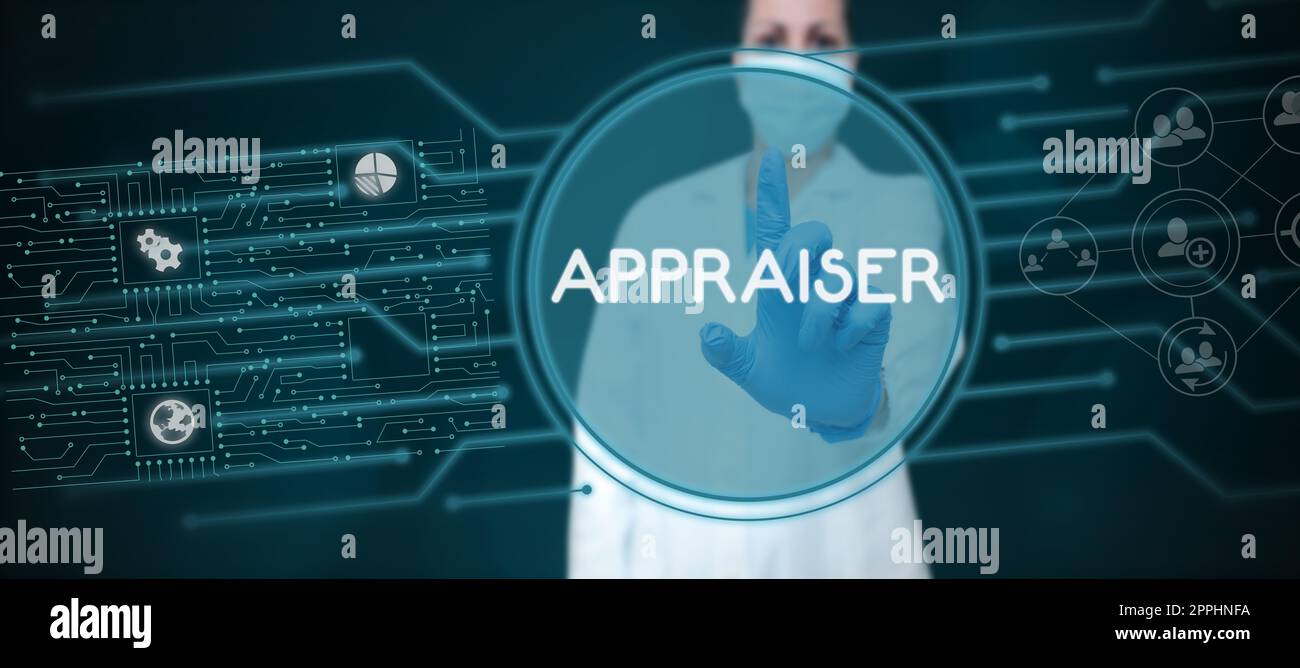 Text sign showing Appraiser. Business concept person that estimates the monetary value of goods, determines the worth of assess Stock Photo