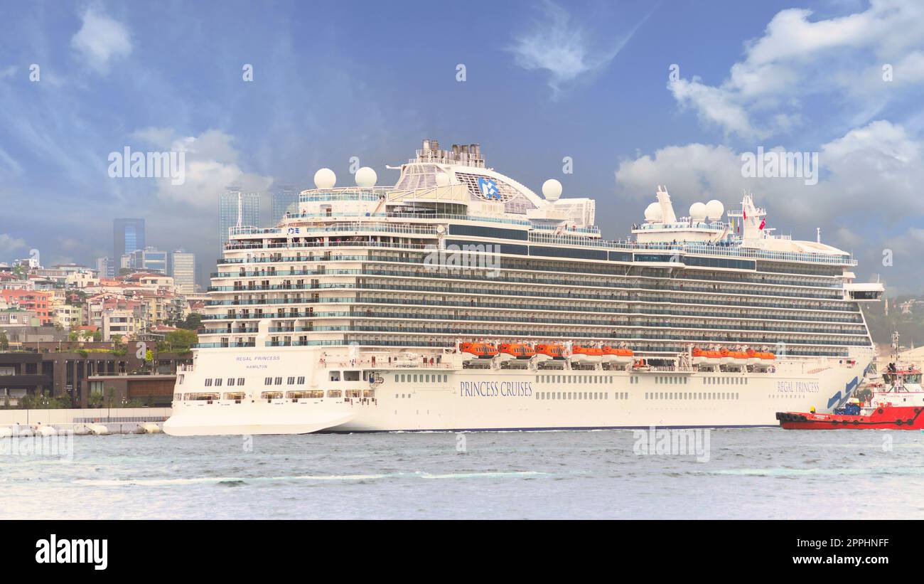 Regal Princess, Huge cruise ship docked at Galataport, Bosphorus ditrict, Karakoy, Istanbul, Turkey Stock Photo