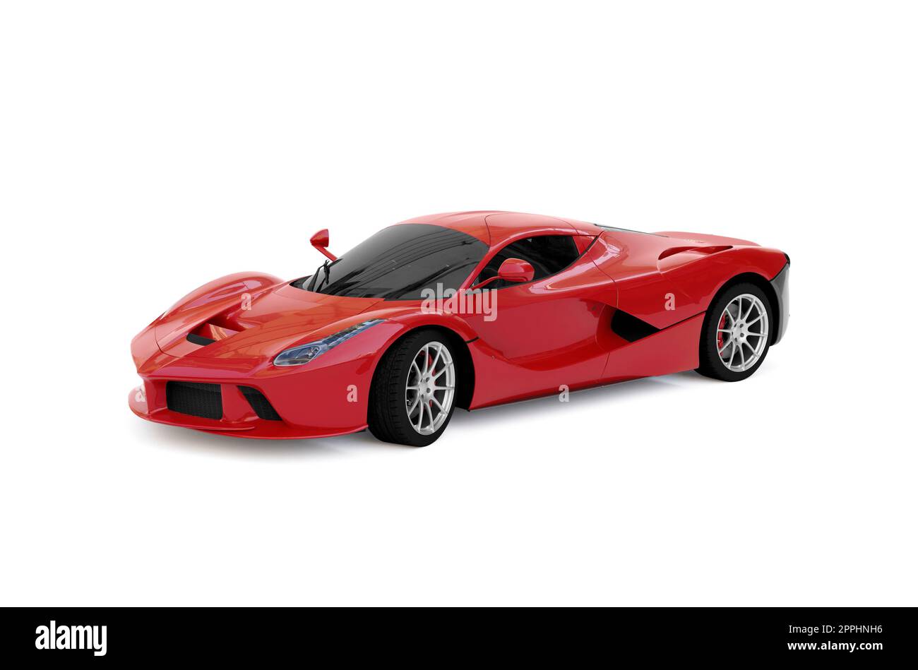 Scarlet red elegant sports car. 3D Render Stock Photo