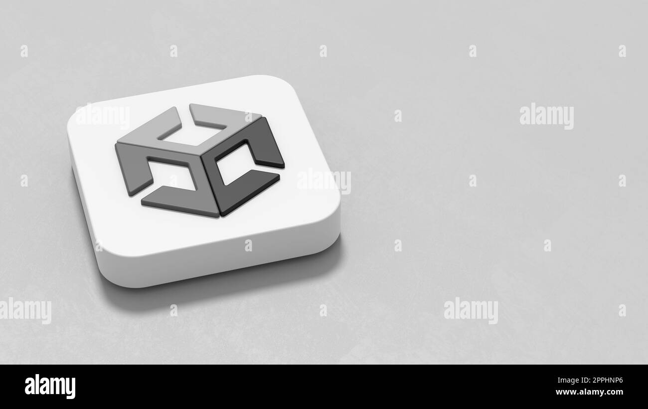 Unity App Icon 3D Symbol Shape on Plastered Gray Background with Copy ...
