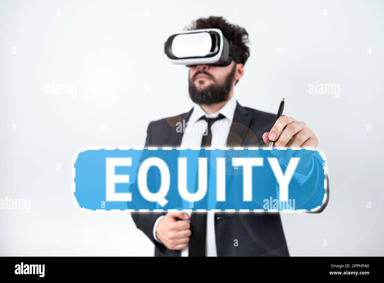 Text sign showing Equity. Word Written on quality of being fair and impartial race free One hand Unity Stock Photo