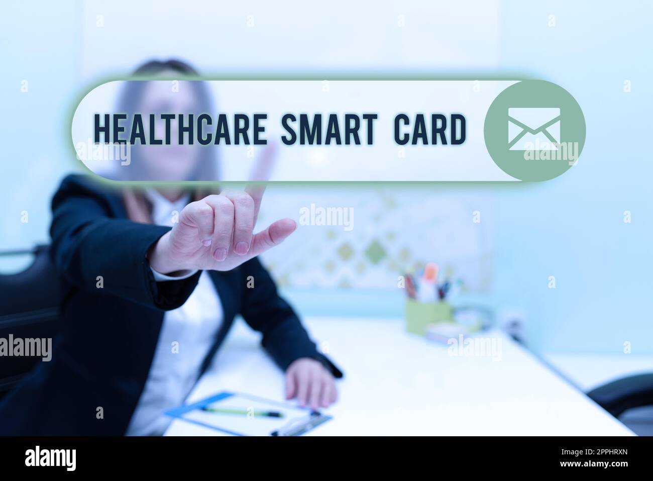 Text caption presenting Healthcare Smart Card. Concept meaning A card