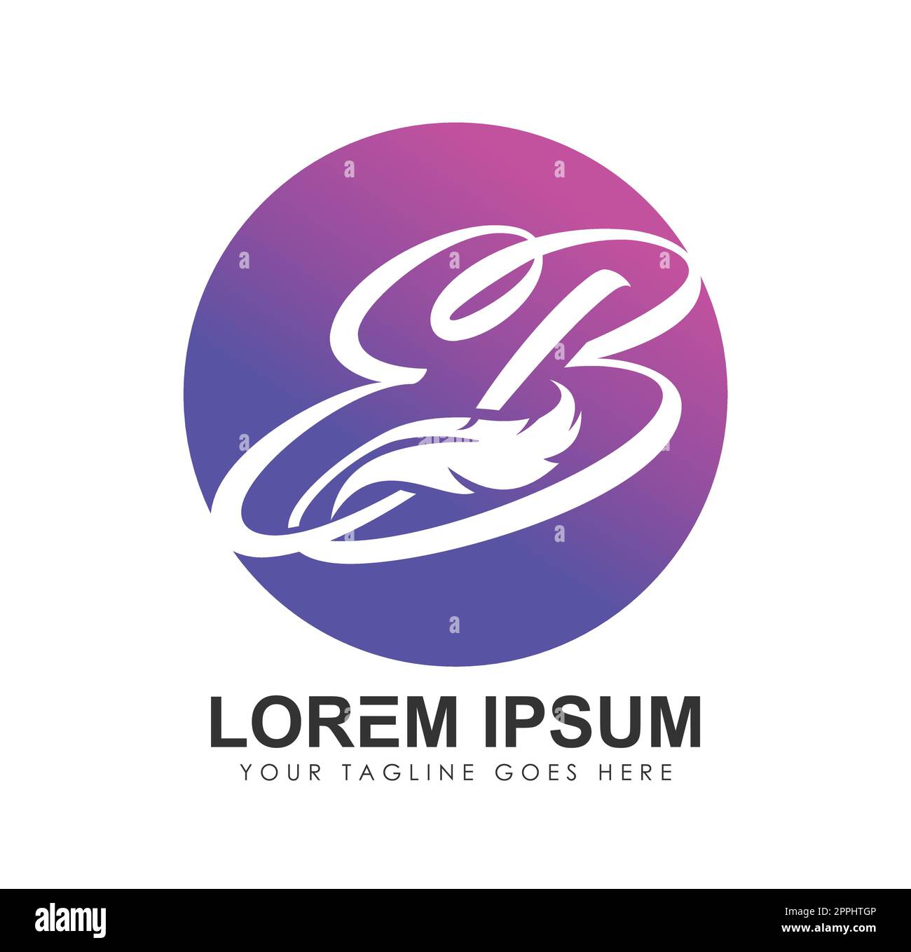 Initial Monogram Logo Letters EB with Feather Sign Stock Vector Image ...