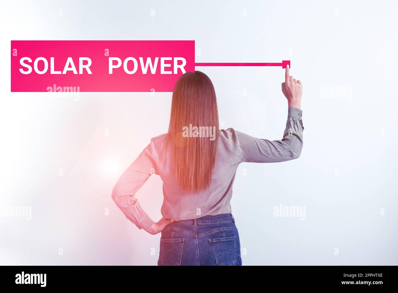 Sign displaying Solar Power. Business concept the electricity produced by using the energy from the sun Stock Photo