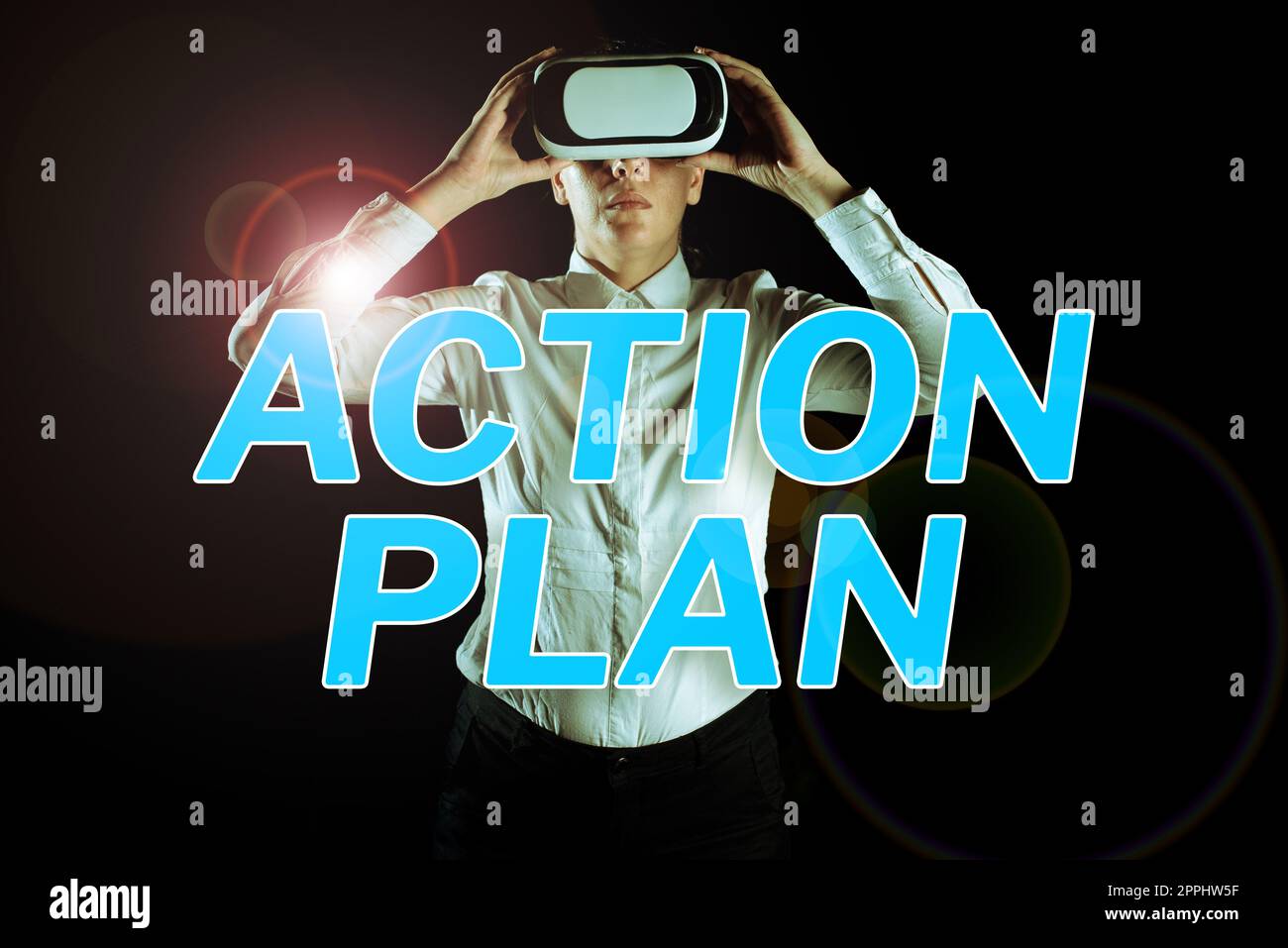 Text showing inspiration Action Plan. Concept meaning list of things or schedule to be made thia current year Stock Photo