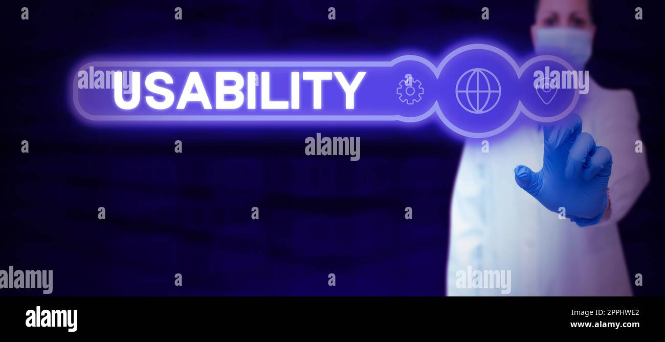 Inspiration showing sign Usability. Business idea A word assosiated with how one rates an objects usefulness Stock Photo