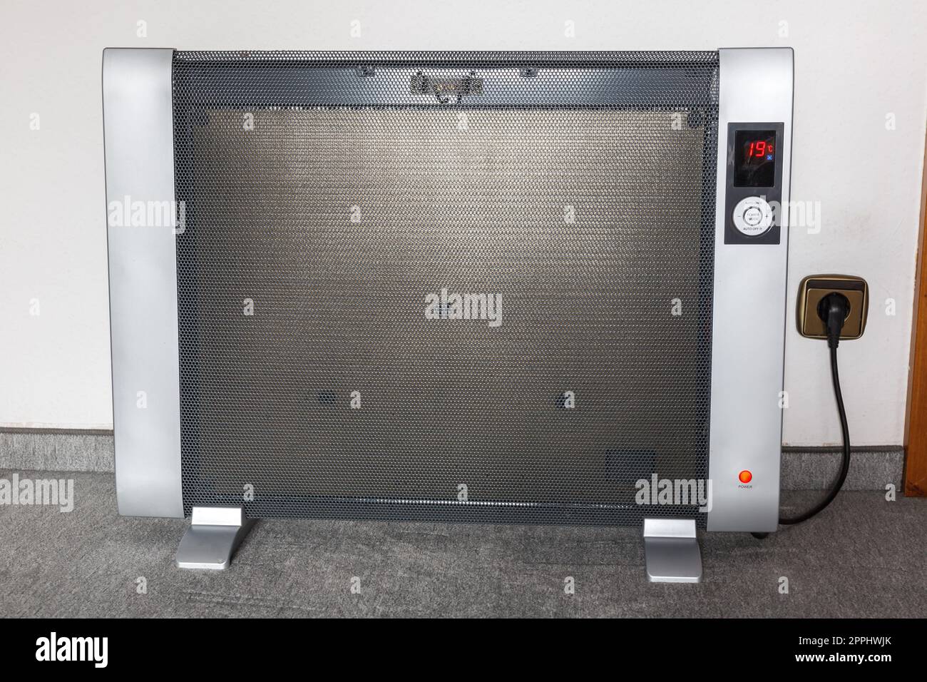 Electric heating heater with electricity symbolic photo for cost of