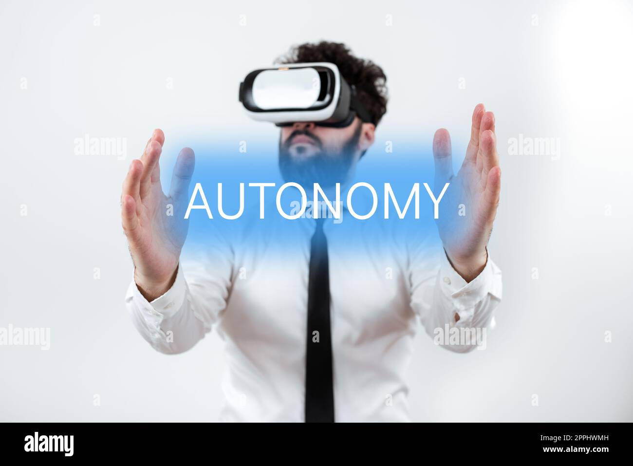 Sign displaying Autonomy. Business overview vehicle that can guide itself without human conduction Stock Photo