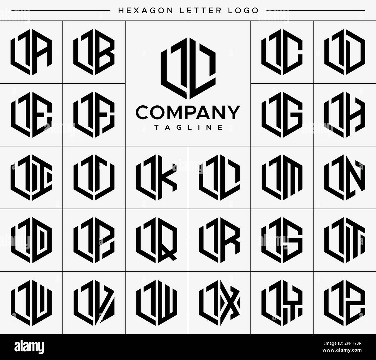 Modern hexagon L letter logo design vector set. Hexagonal LL L logo ...