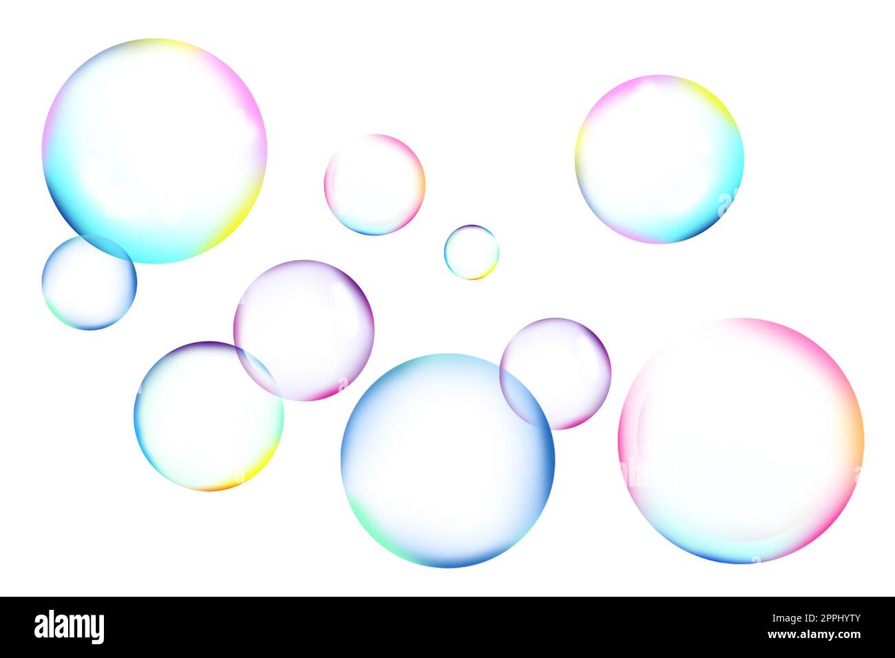 Many beautiful soap bubbles on white background Stock Photo - Alamy