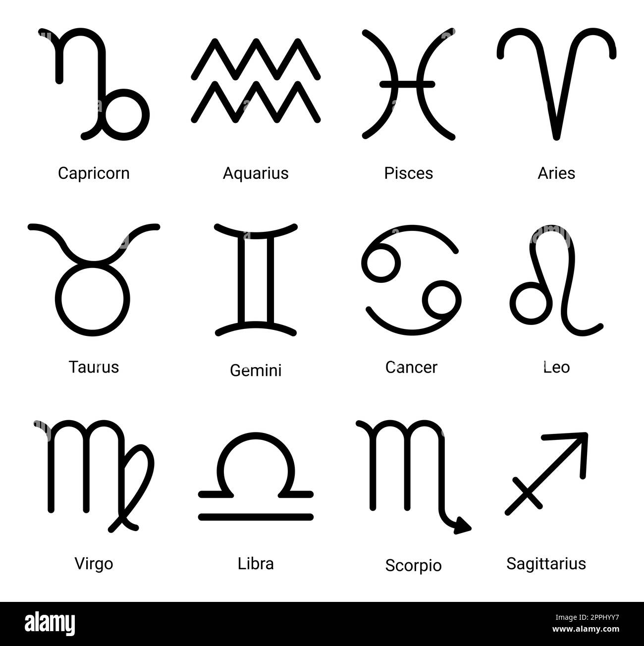 Collection of astrological signs on white background Stock Photo - Alamy
