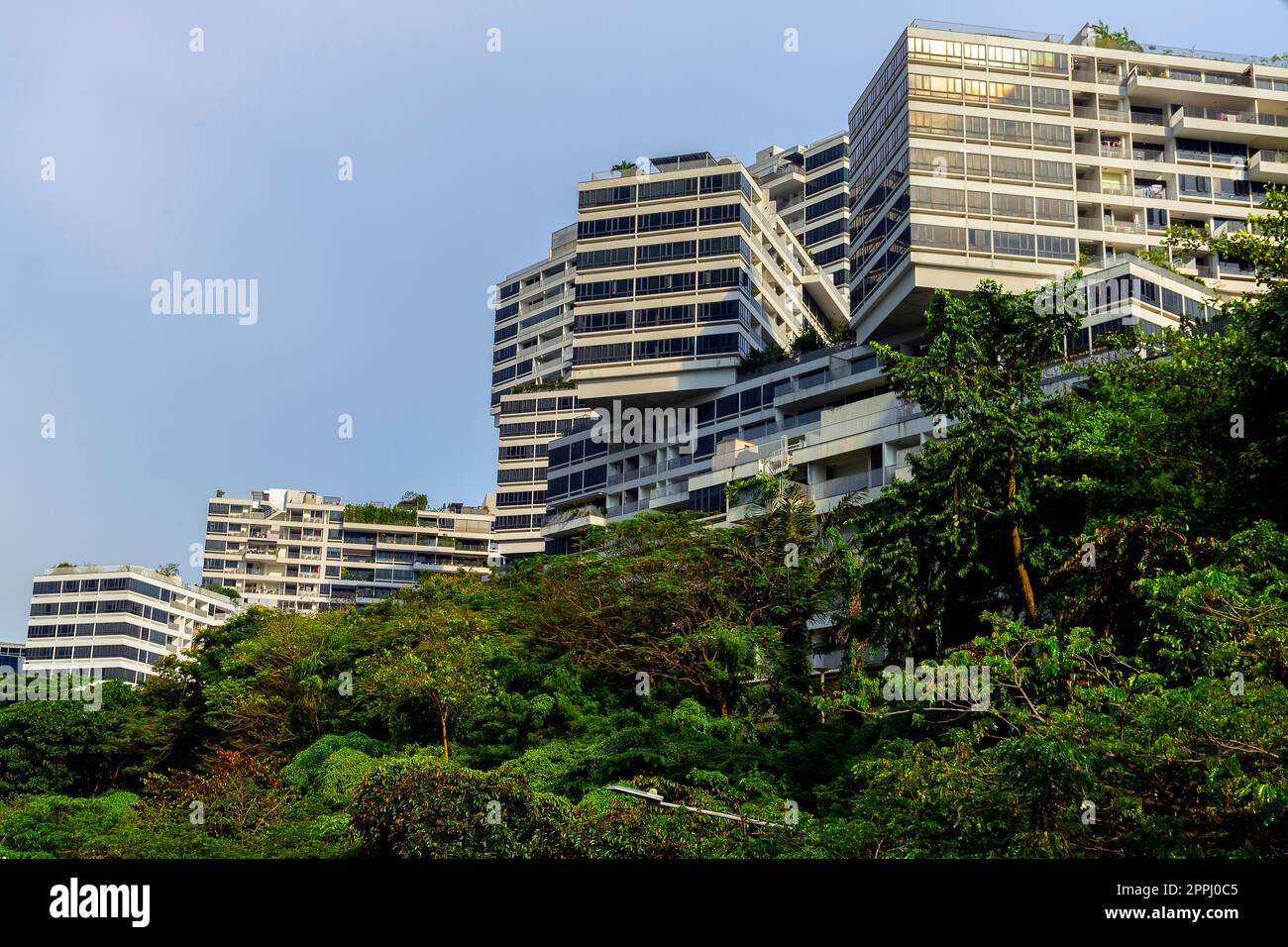 The Interlace is modern apartment buildings complex, Singapore. Designed by Ole Scheeren, partner of the Office for Metropolitan Architecture (OMA). Stock Photo