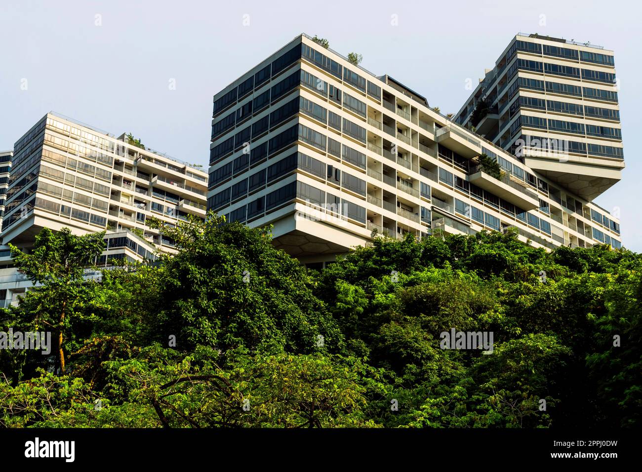 The Interlace is modern apartment buildings complex, Singapore. Designed by Ole Scheeren, partner of the Office for Metropolitan Architecture (OMA). Stock Photo