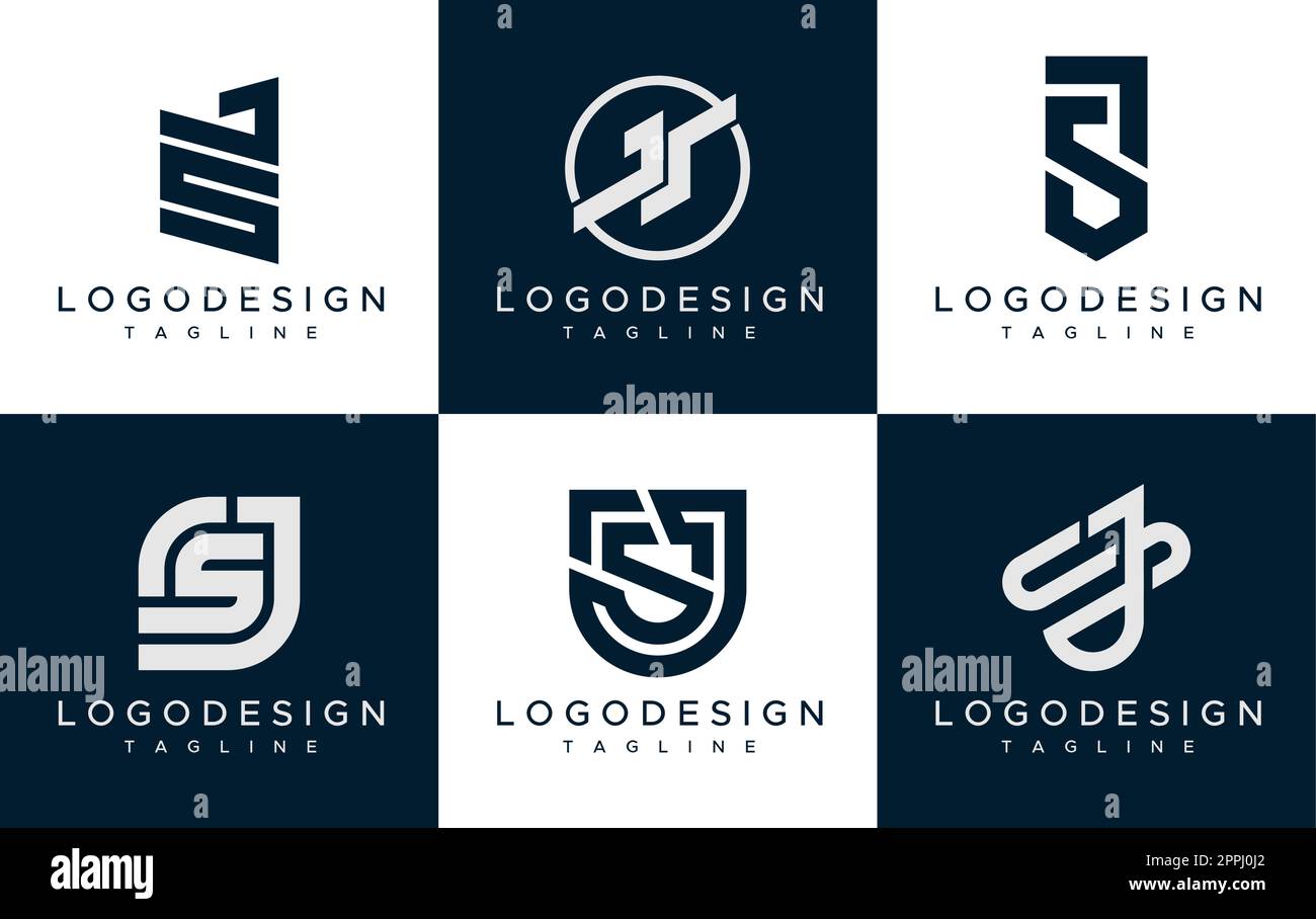 J S JS logo design collection. Modern J S JS letter logo vector set ...