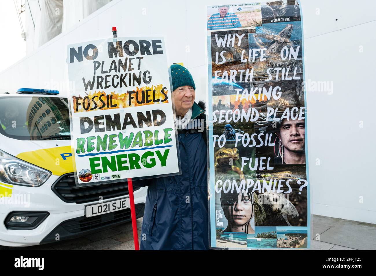 London, UK. 24 April 2023. Fossil Free London run a people's picket at ...