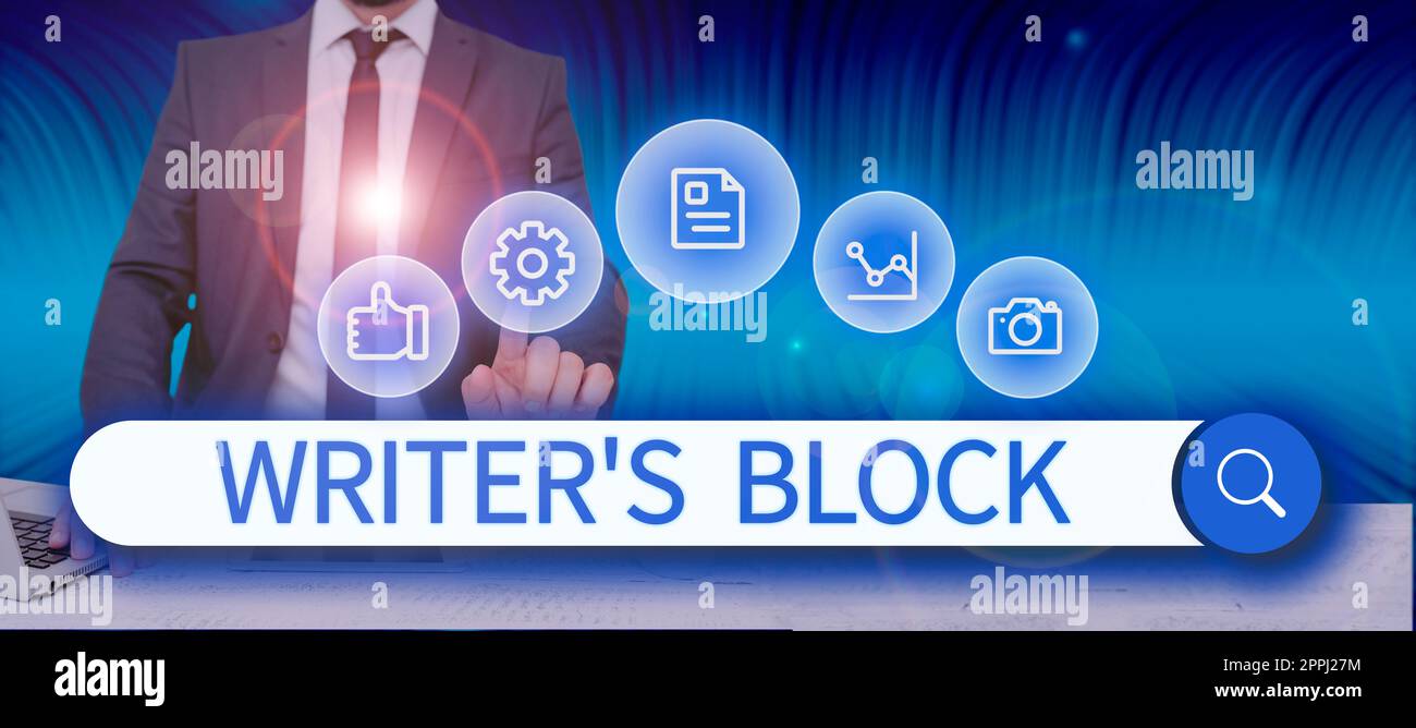 Writing displaying text Writer s is BlockCondition of being unable to think of what to write. Internet Concept Condition of being unable to think of what to write Stock Photo