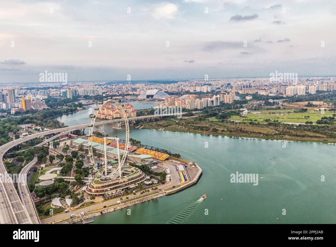 city panorama with  the Ferris Wheel Stock Photo