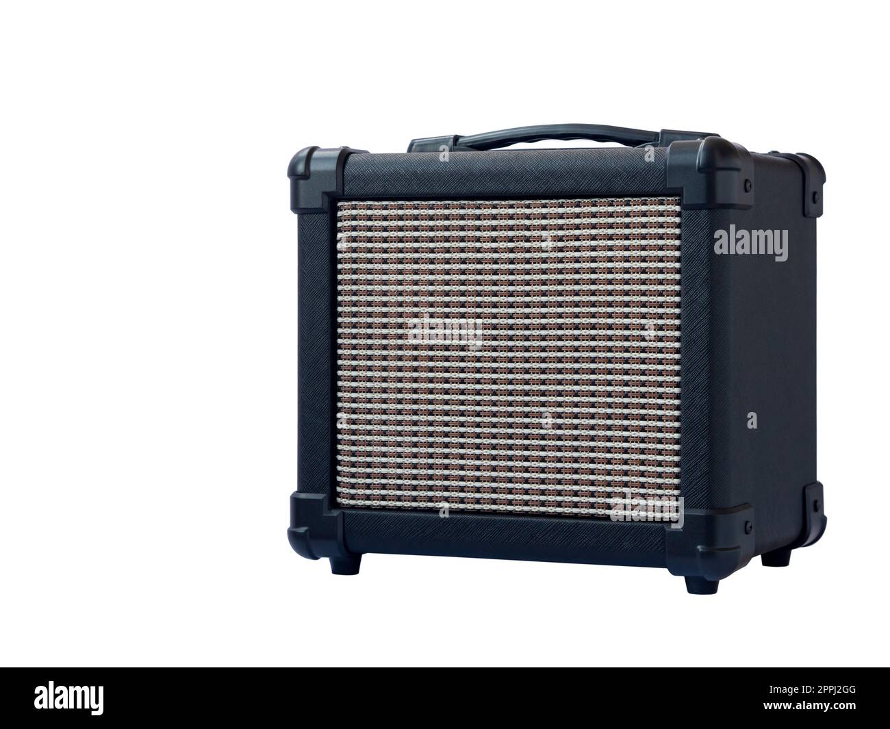 Small acoustic guitar amplifier isolated on white background Stock