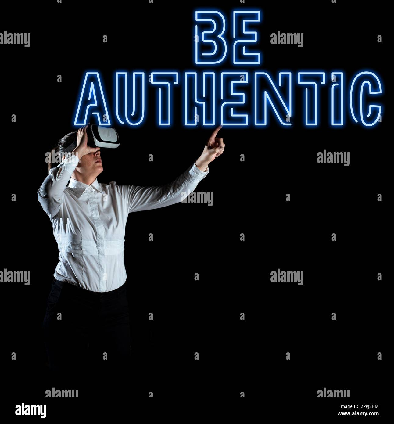 Text sign showing Be Authentic. Concept meaning being truth and genuine to oneself without imitating the others Stock Photo