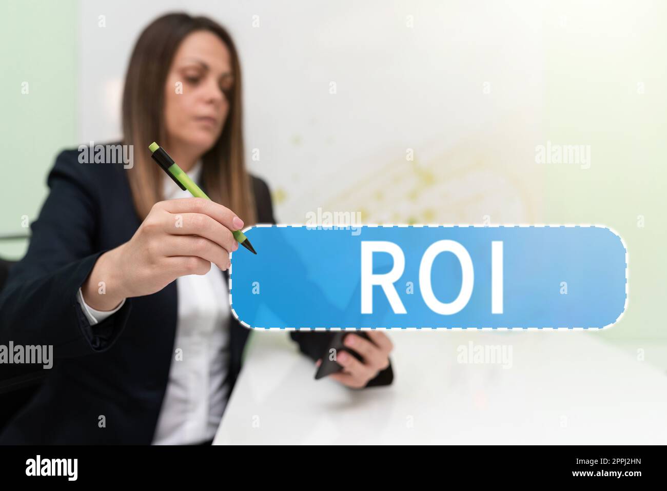 Inspiration showing sign Roi. Word for performance measure used to evaluate the efficiency of an investment Stock Photo