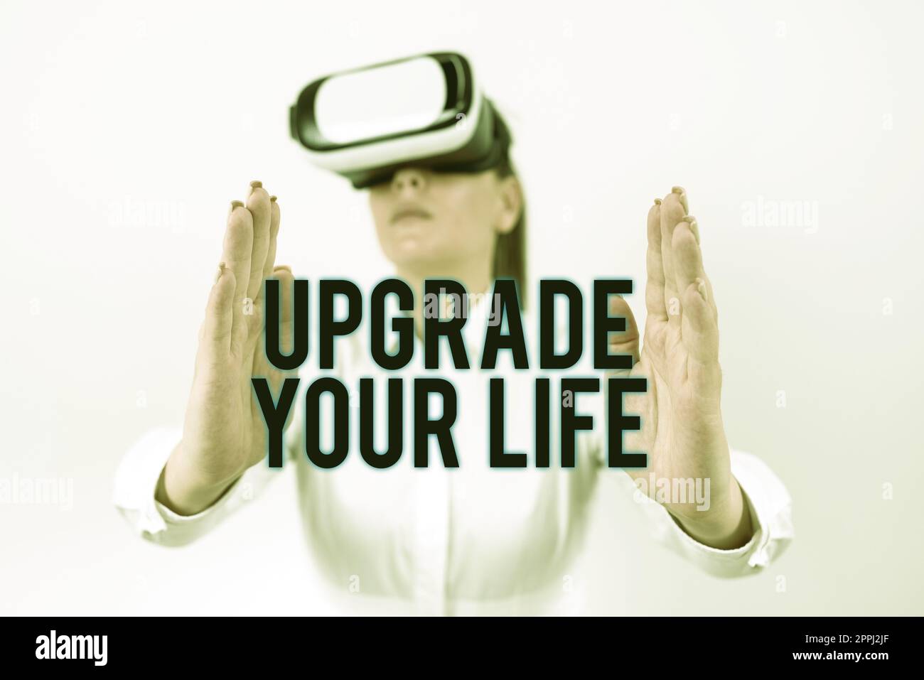 Text caption presenting Upgrade Your Life. Business concept improve your way of living Getting wealthier and happier Stock Photo
