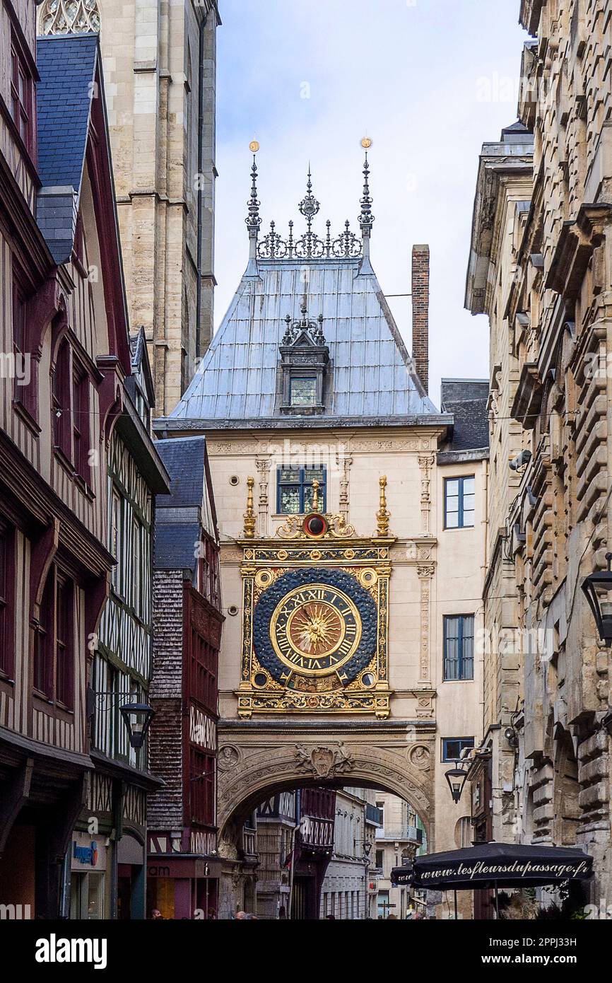 France, Rouen - The Clock Tower Stock Photo