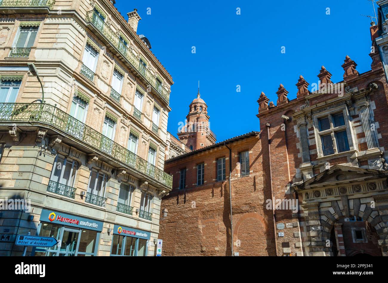 TOULOUSE, FRANCE - SEPTEMBER 5, 2013: Urban scene, view of streets in the old town of Toulouse, Occitanie, southern France Stock Photo