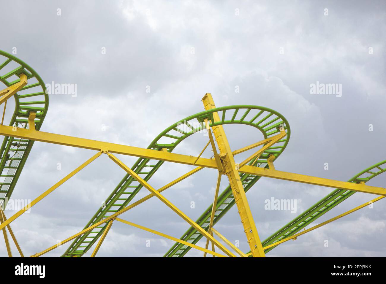 Roller coaster rails in a funfair Stock Photo - Alamy