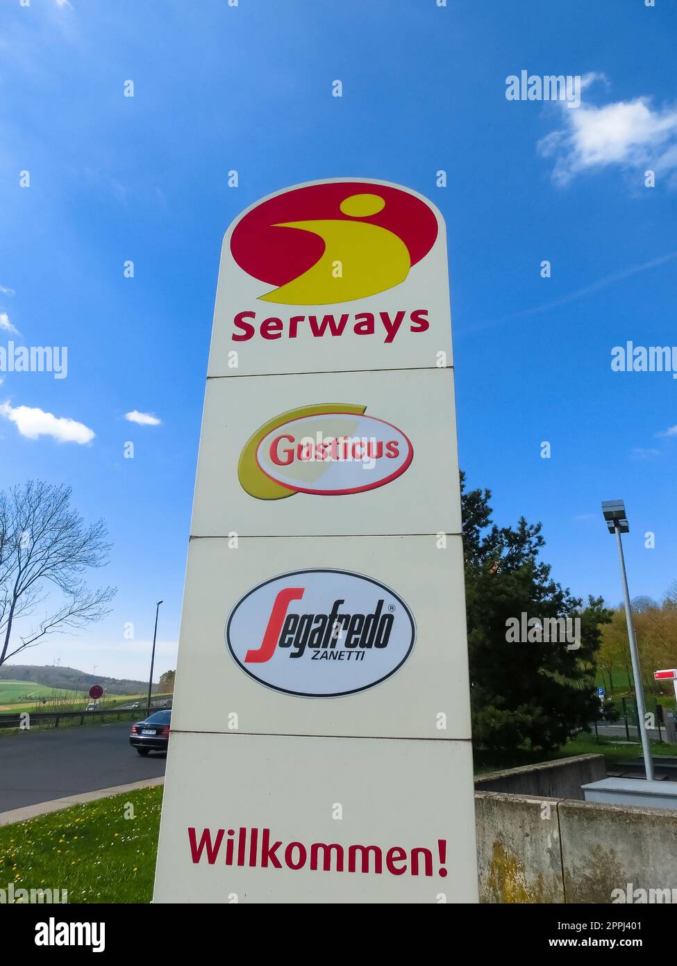 Serways restaurants Gusticus, Segafredo Zanetti. Serways is a brand of Tank and Rast, which leases, operates and manages motorway service stations in Germany. Stock Photo