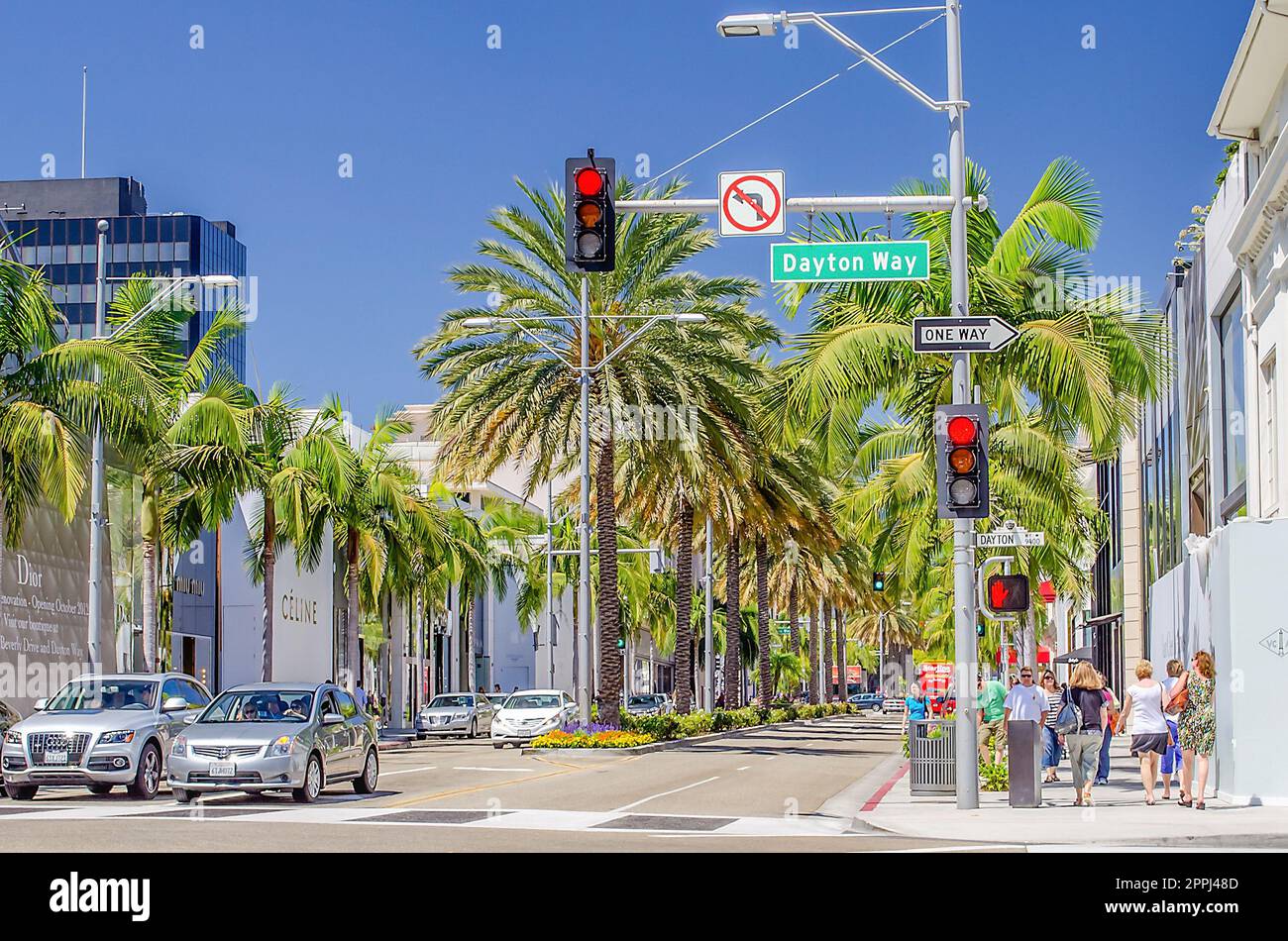 Rodeo Drive shopping district in Beverly Hills, California, USA Stock ...