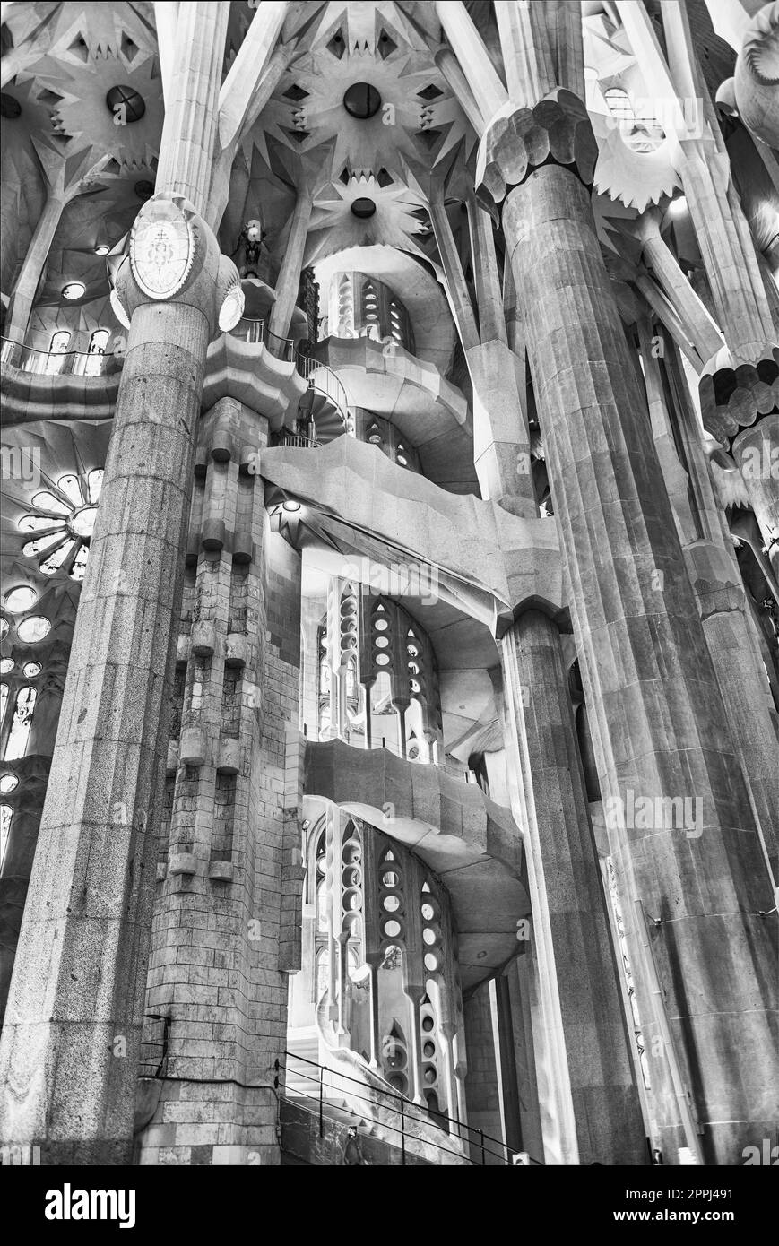 Interior design of the Sagrada Familia, Barcelona, Catalonia, Spain Stock Photo