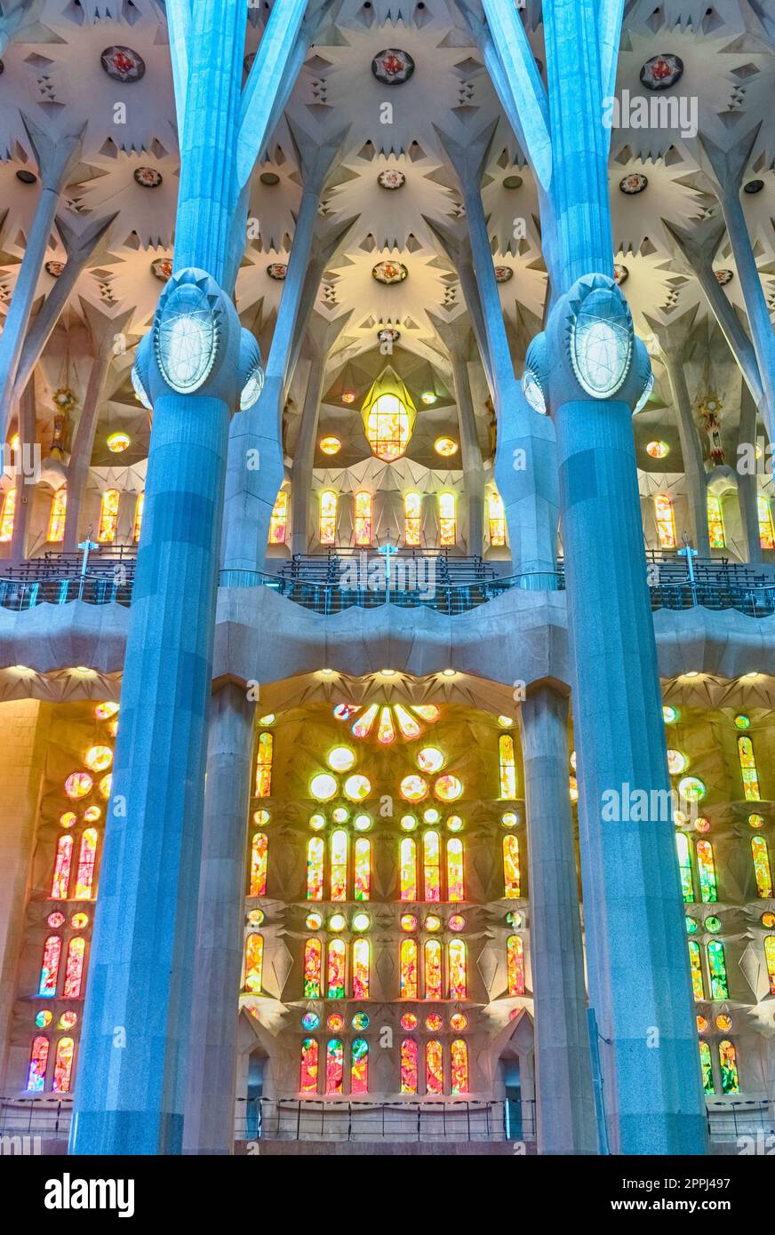 Interior design of the Sagrada Familia, Barcelona, Catalonia, Spain Stock Photo