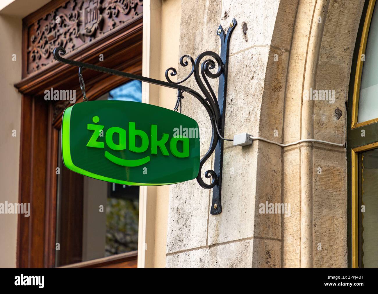 A picture of the Żabka logo on display in front of one of the shops Stock  Photo - Alamy