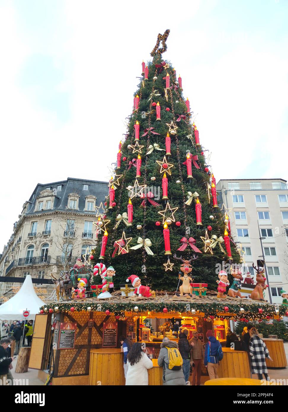 Luxembourg - January 01, 2022: View of Christmas tree at Luxembourg old town Stock Photo